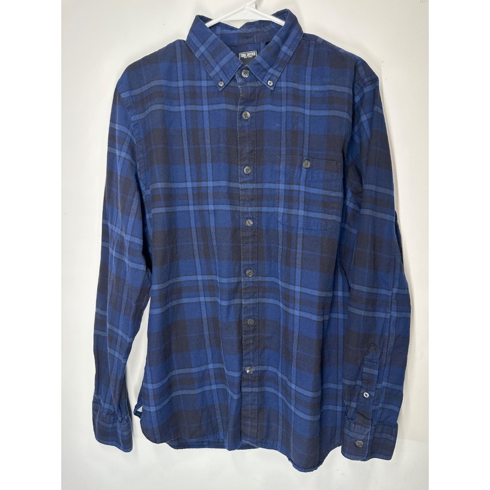Todd Snyder Plaid‎ Button Up Shirt Tailored Blue Long Sleeve Flannel - Large